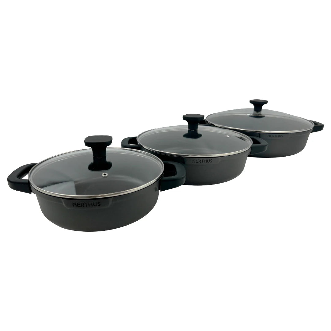 Casseruola bassa con coperchio in vetro