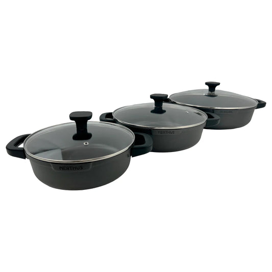 Casseruola bassa con coperchio in vetro